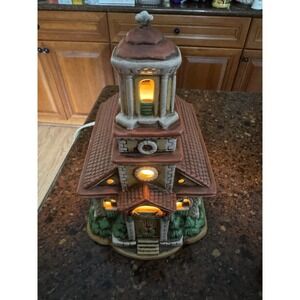 Lefton Village Colonial Christmas Church Vintage 1986 Hand Painted Lights Up!‎
